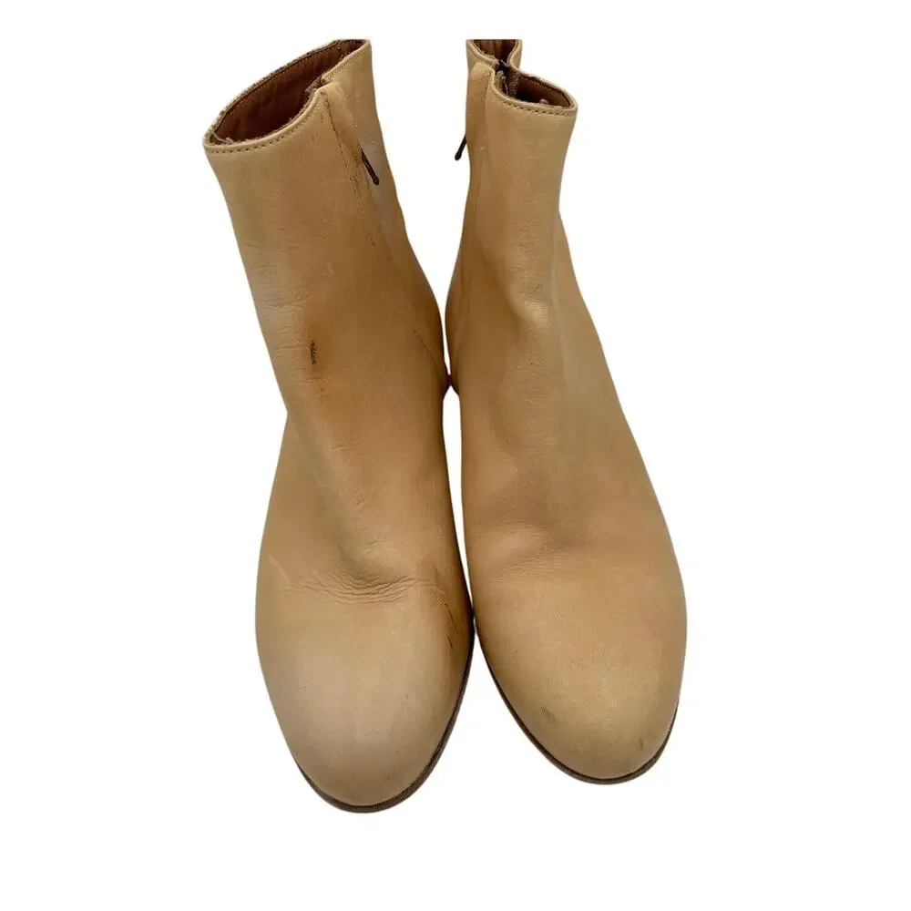 Common Projects Women's Tan Chunky Stacked Heel Western Ankle Boots Size 39 US 9